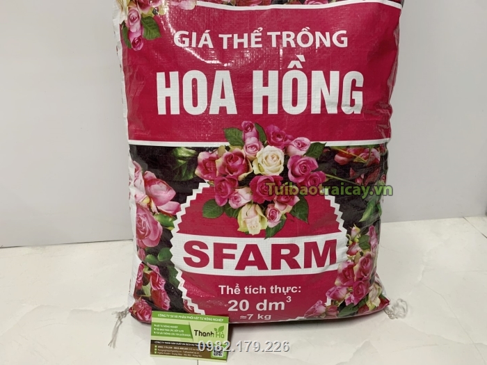 Bao giá thể trồng hoa hồng có thể tích 20 dm3